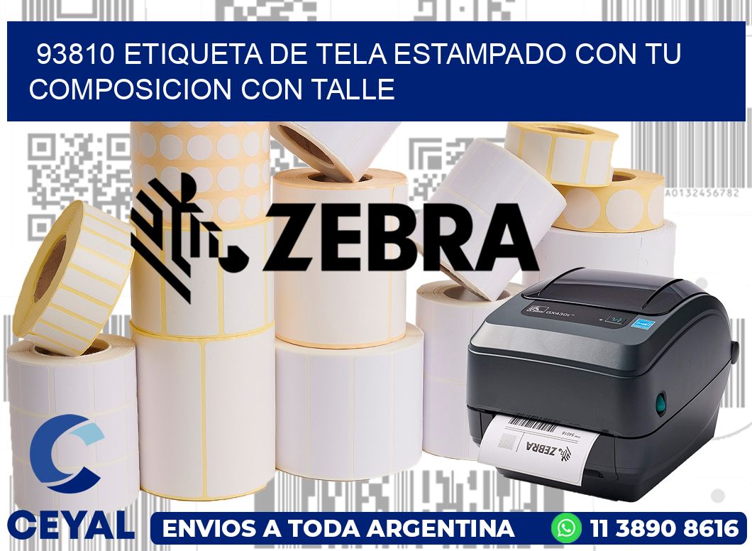 93810 ETIQUETA DE TELA ESTAMPADO CON TU COMPOSICION CON TALLE