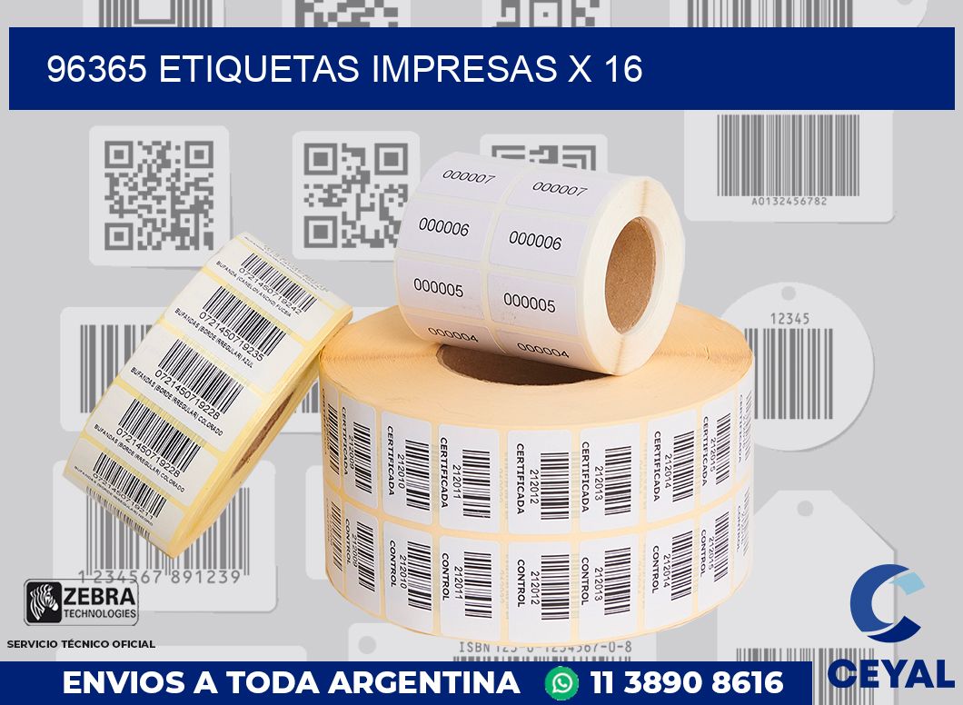 96365 Etiquetas impresas x 16