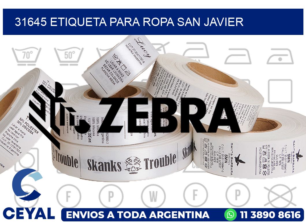 31645 ETIQUETA PARA ROPA SAN JAVIER