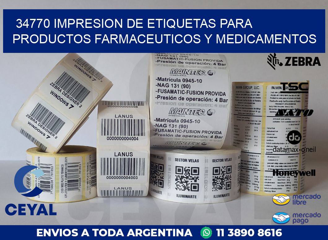 34770 IMPRESION DE ETIQUETAS PARA PRODUCTOS FARMACEUTICOS Y MEDICAMENTOS