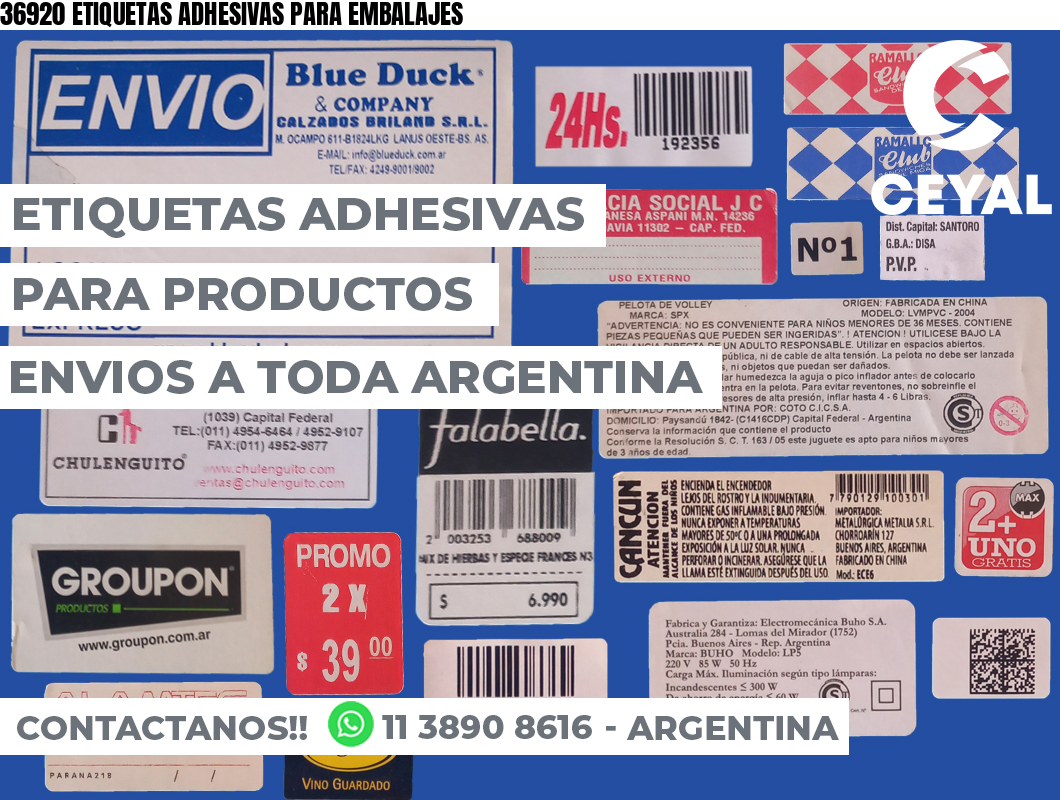 36920 ETIQUETAS ADHESIVAS PARA EMBALAJES