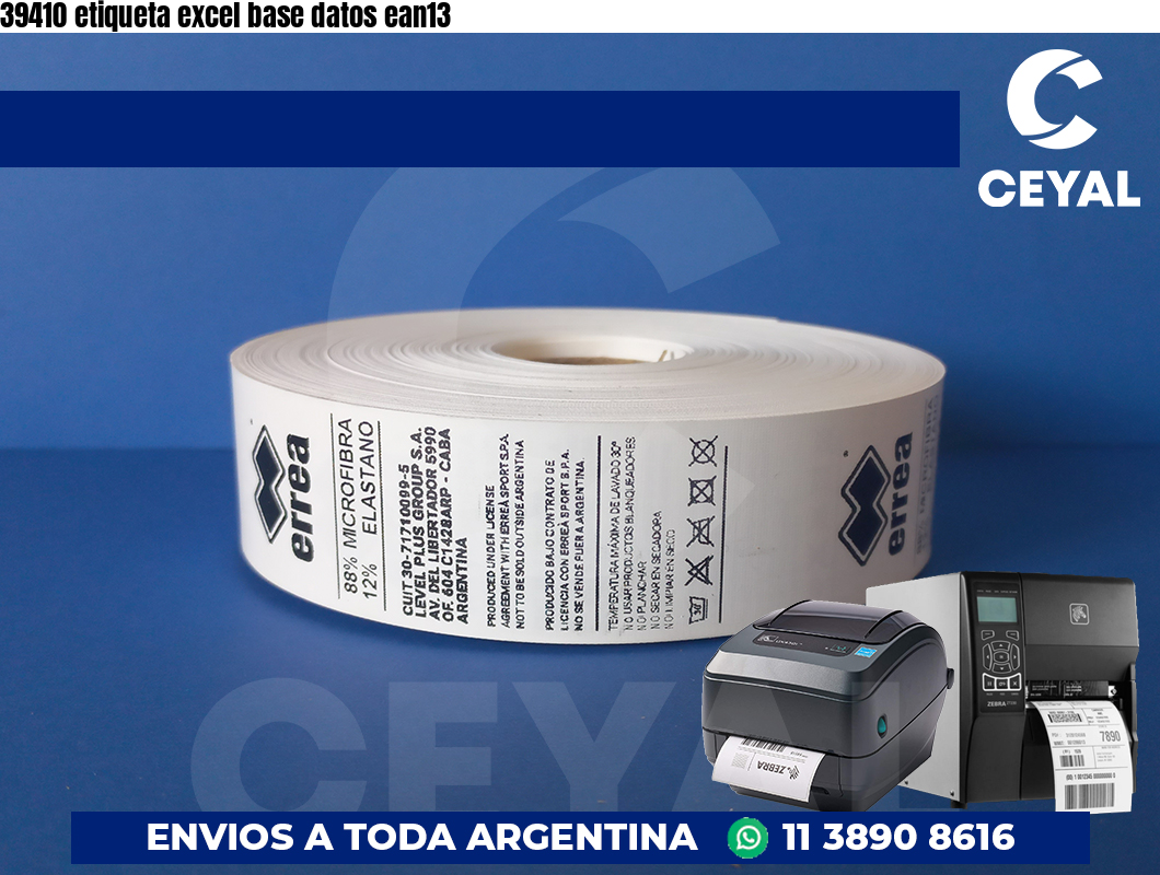 39410 etiqueta excel base datos ean13