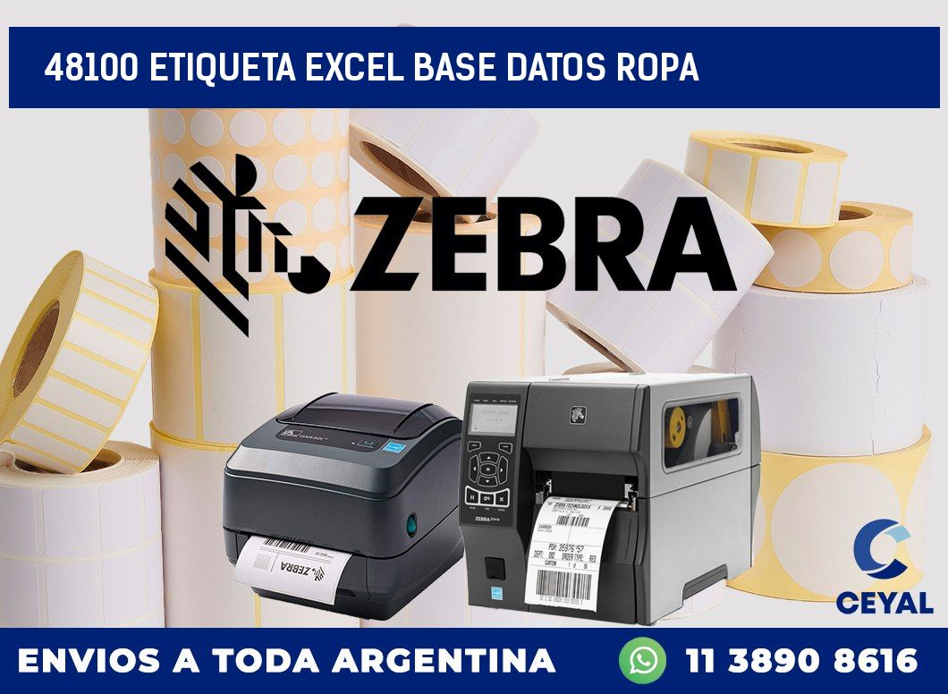 48100 etiqueta excel base datos ropa