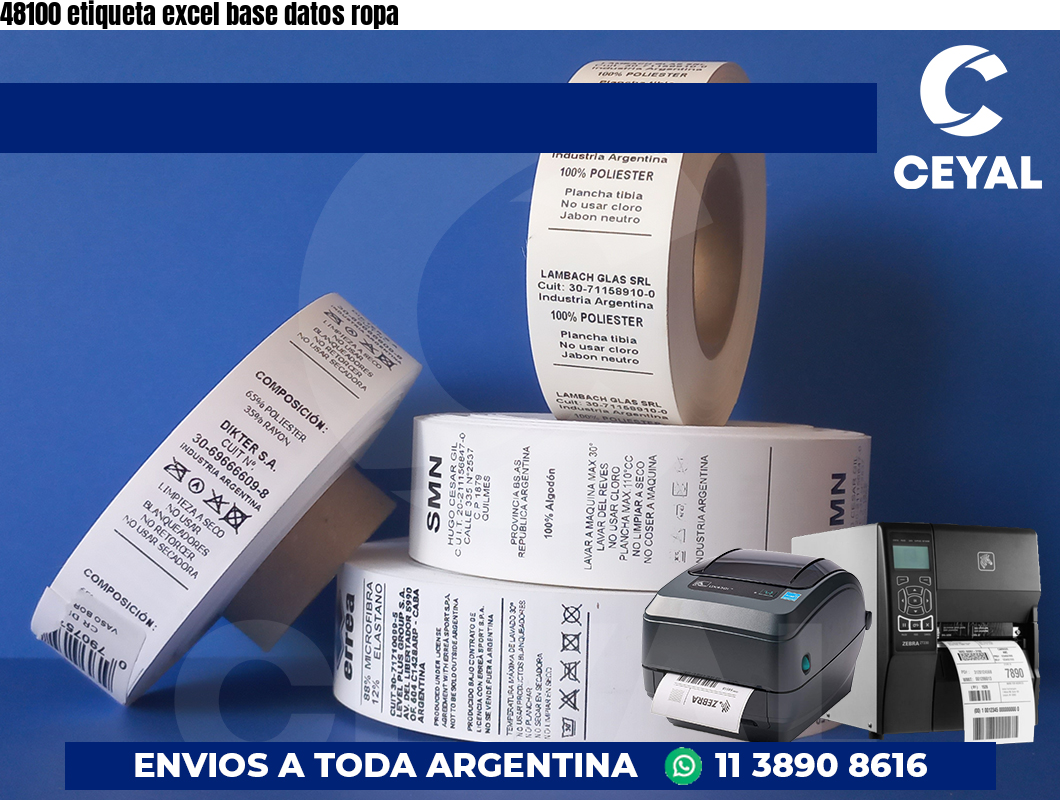 48100 etiqueta excel base datos ropa
