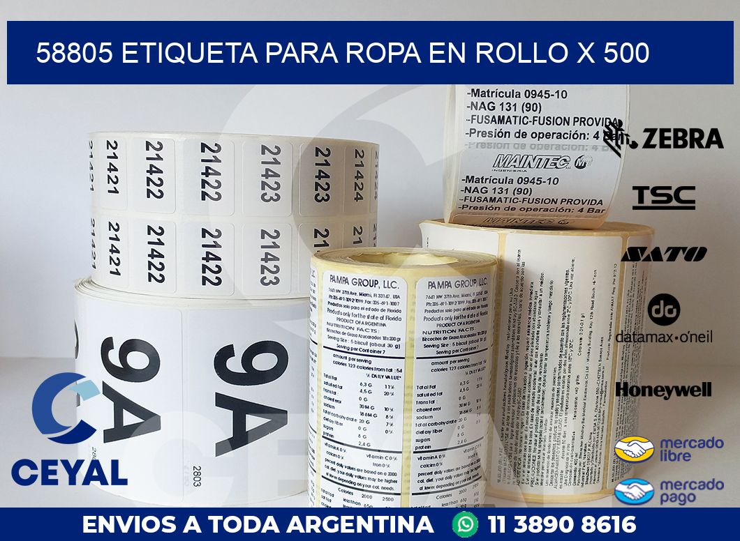 58805 ETIQUETA PARA ROPA EN ROLLO X 500