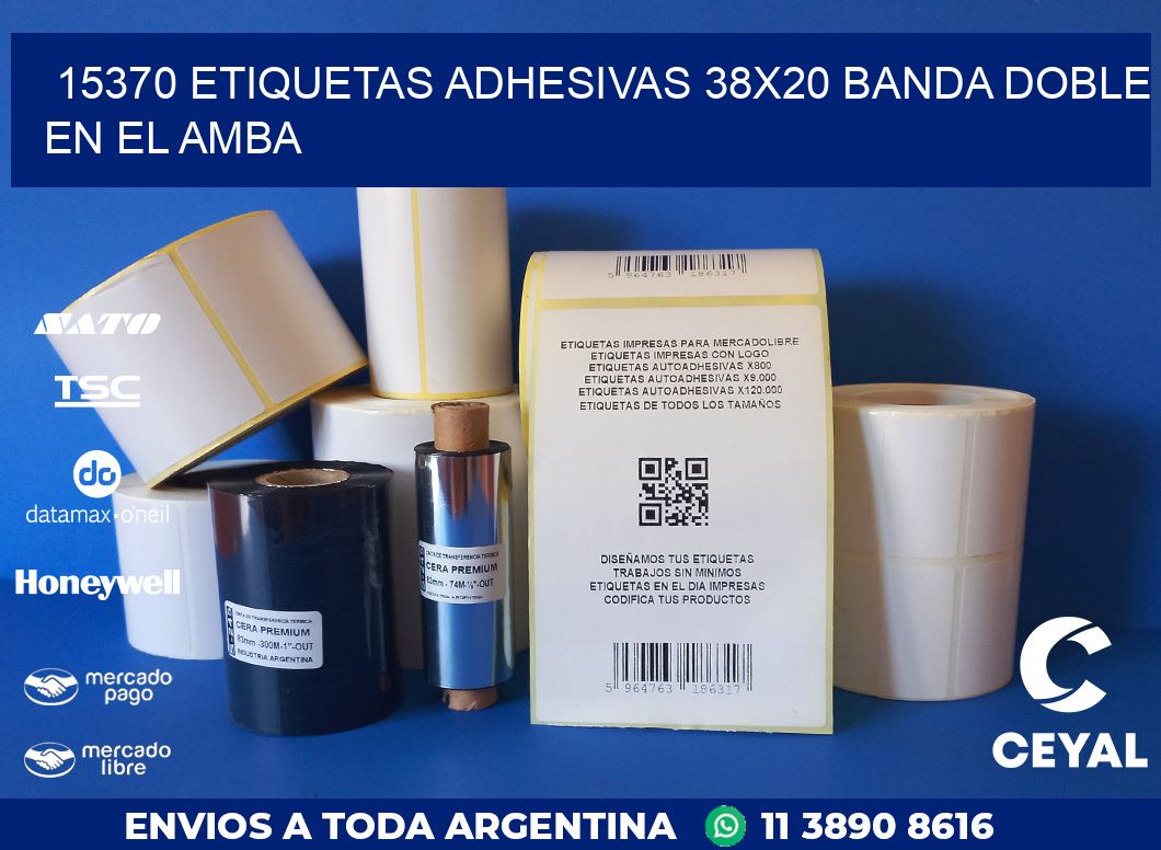 15370 ETIQUETAS ADHESIVAS 38X20 BANDA DOBLE EN EL AMBA