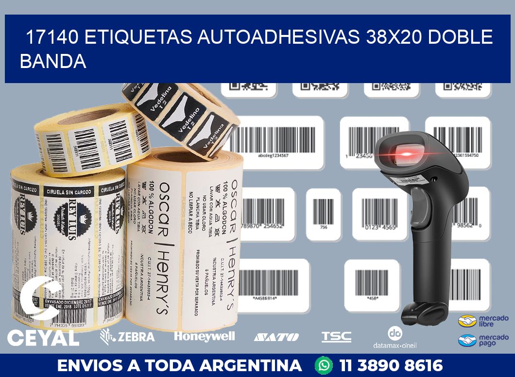 17140 ETIQUETAS AUTOADHESIVAS 38X20 DOBLE BANDA