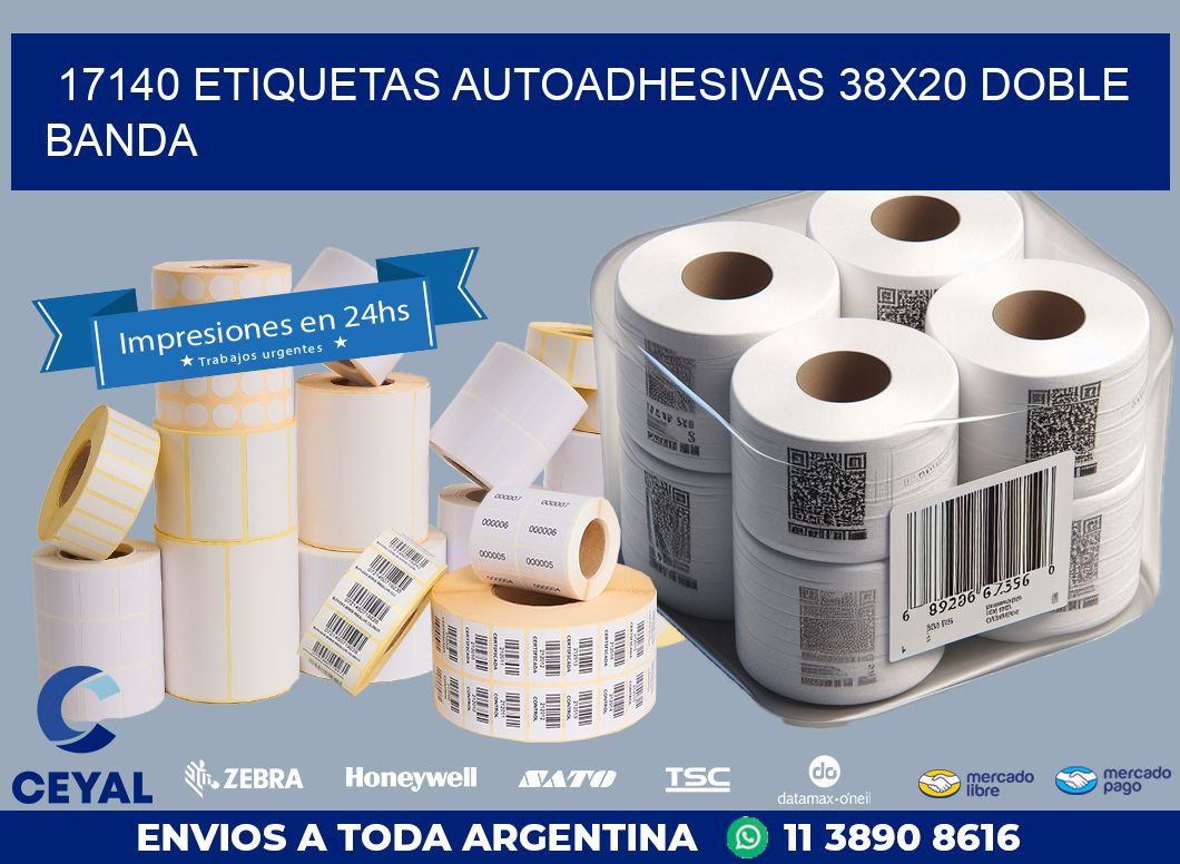 17140 ETIQUETAS AUTOADHESIVAS 38X20 DOBLE BANDA