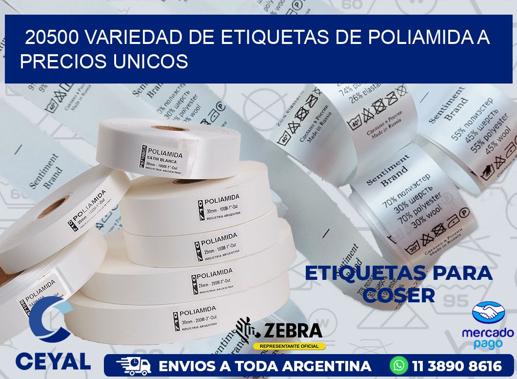 20500 VARIEDAD DE ETIQUETAS DE POLIAMIDA A PRECIOS UNICOS