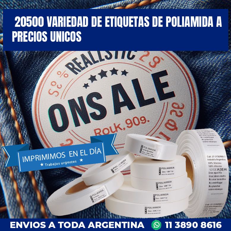 20500 VARIEDAD DE ETIQUETAS DE POLIAMIDA A PRECIOS UNICOS