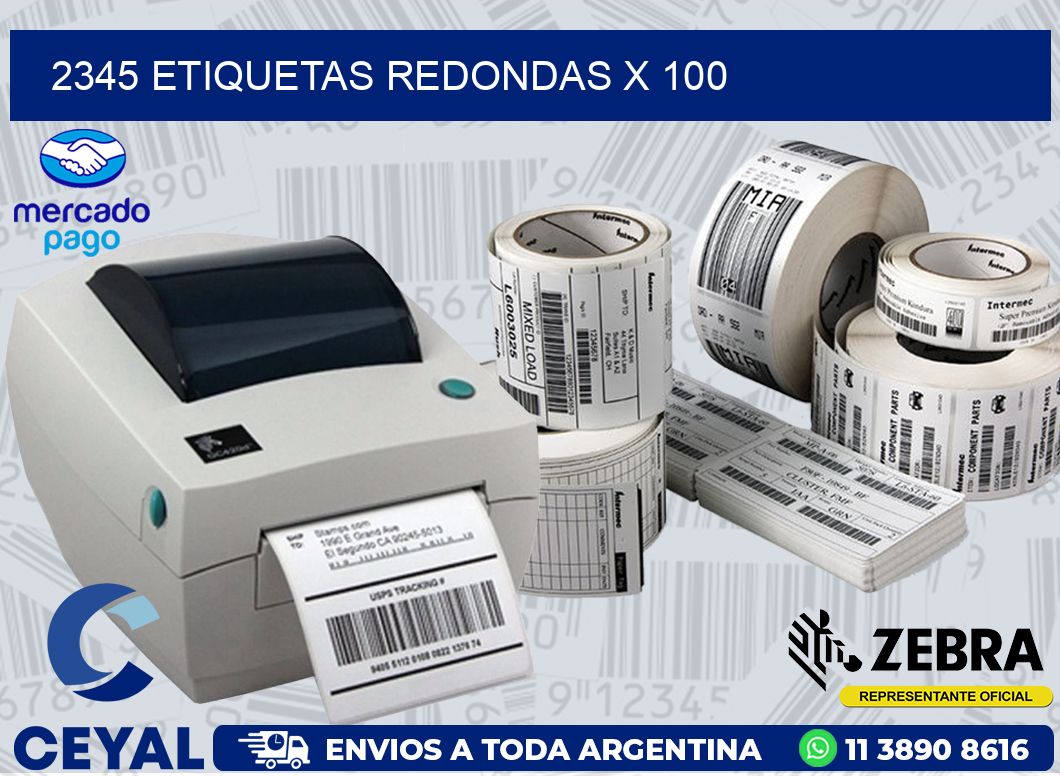 2345 ETIQUETAS REDONDAS X 100