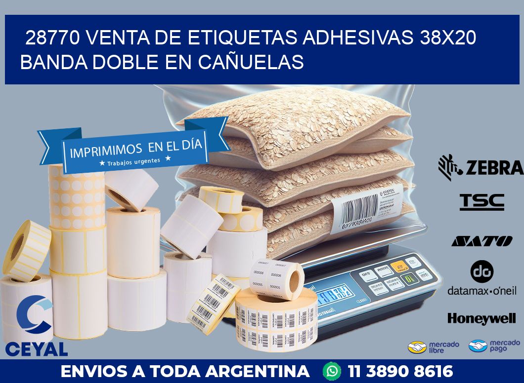 28770 VENTA DE ETIQUETAS ADHESIVAS 38X20 BANDA DOBLE EN CAÑUELAS