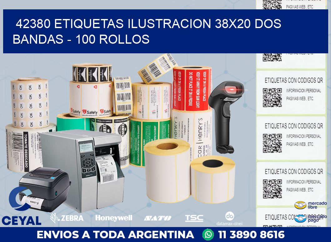 42380 ETIQUETAS ILUSTRACION 38X20 DOS BANDAS - 100 ROLLOS