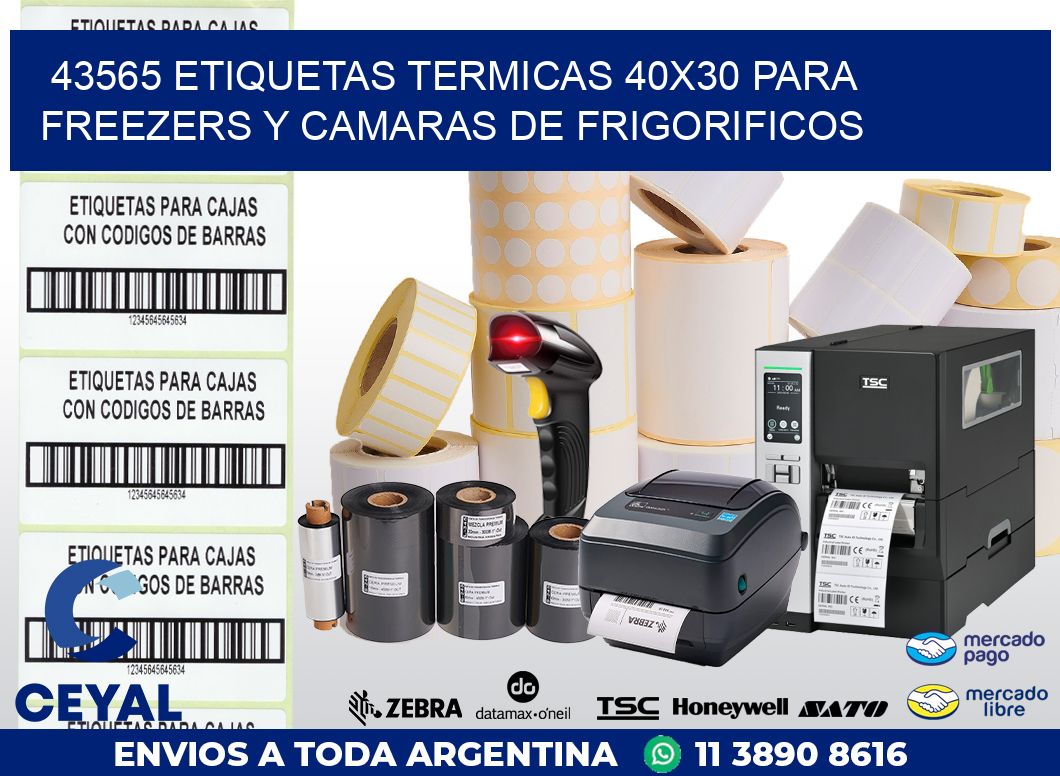 43565 ETIQUETAS TERMICAS 40X30 PARA FREEZERS Y CAMARAS DE FRIGORIFICOS