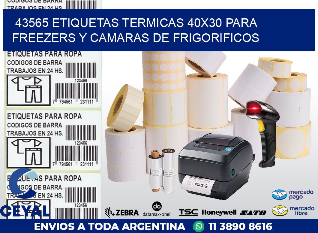 43565 ETIQUETAS TERMICAS 40X30 PARA FREEZERS Y CAMARAS DE FRIGORIFICOS