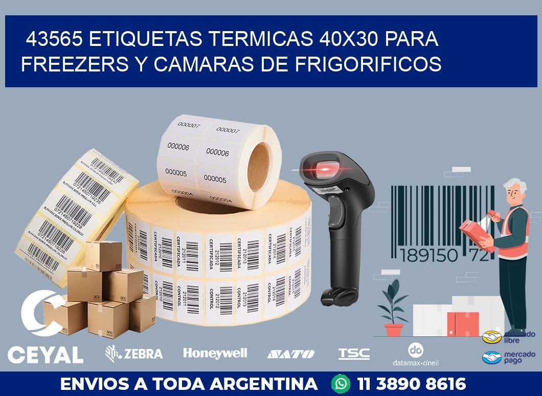 43565 ETIQUETAS TERMICAS 40X30 PARA FREEZERS Y CAMARAS DE FRIGORIFICOS