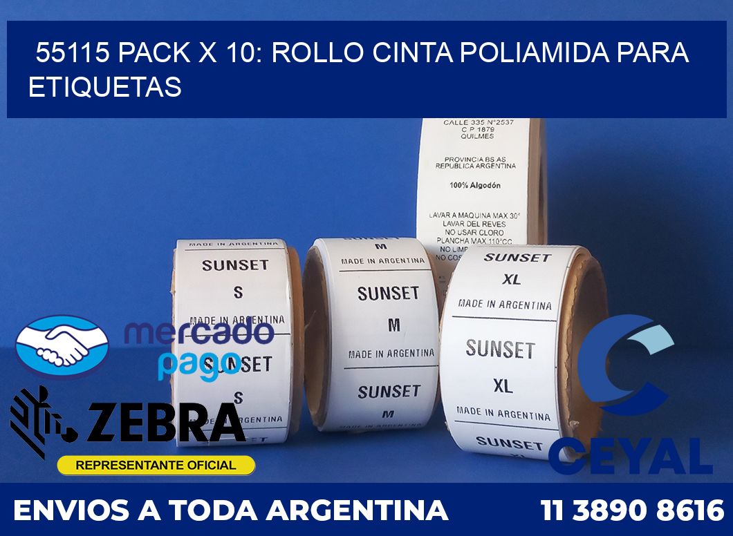55115 PACK X 10: ROLLO CINTA POLIAMIDA PARA ETIQUETAS