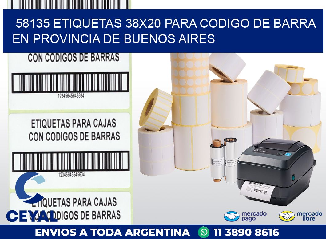 58135 ETIQUETAS 38X20 PARA CODIGO DE BARRA EN PROVINCIA DE BUENOS AIRES