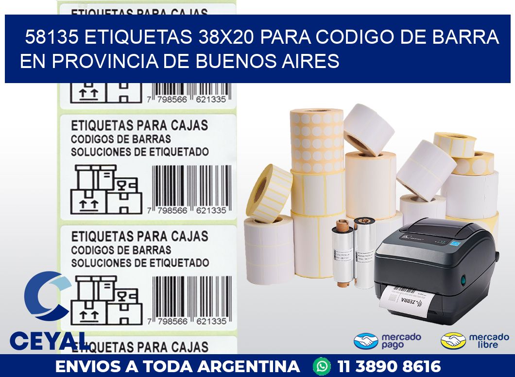 58135 ETIQUETAS 38X20 PARA CODIGO DE BARRA EN PROVINCIA DE BUENOS AIRES