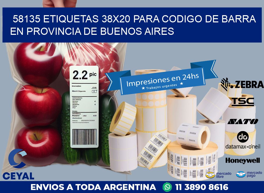 58135 ETIQUETAS 38X20 PARA CODIGO DE BARRA EN PROVINCIA DE BUENOS AIRES