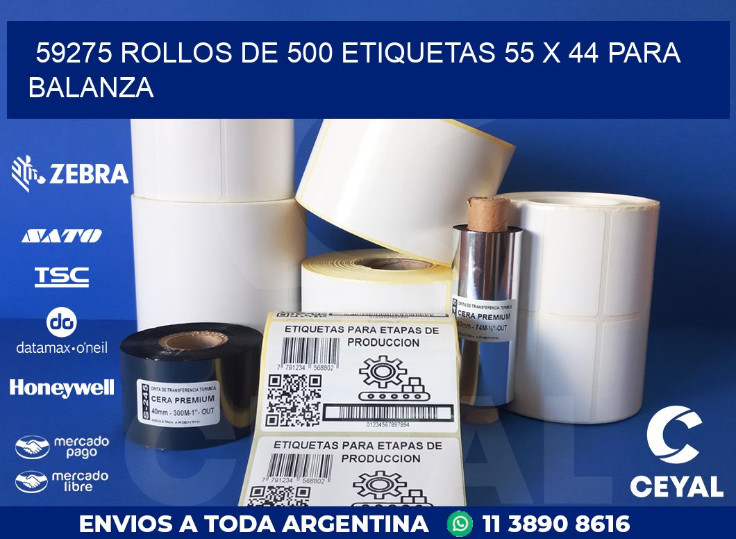 59275 ROLLOS DE 500 ETIQUETAS 55 X 44 PARA BALANZA