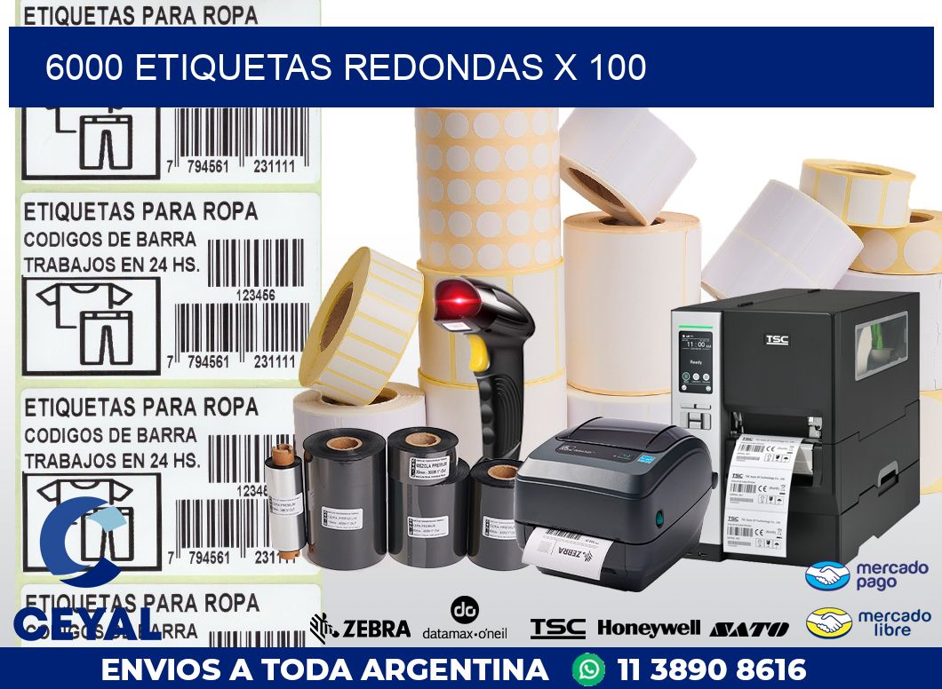 6000 ETIQUETAS REDONDAS X 100