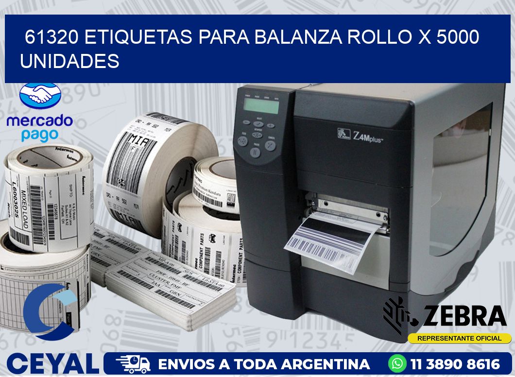 61320 ETIQUETAS PARA BALANZA ROLLO X 5000 UNIDADES