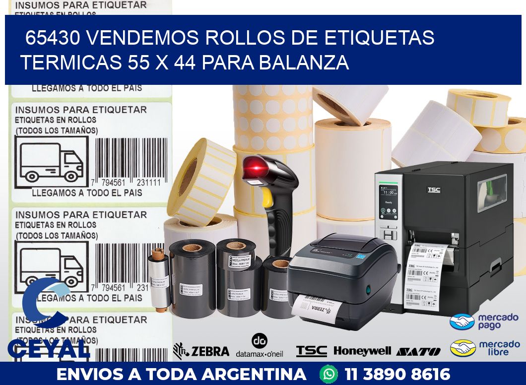 65430 VENDEMOS ROLLOS DE ETIQUETAS TERMICAS 55 X 44 PARA BALANZA