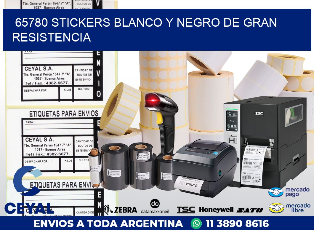65780 STICKERS BLANCO Y NEGRO DE GRAN RESISTENCIA