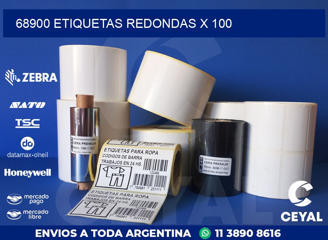 68900 ETIQUETAS REDONDAS X 100