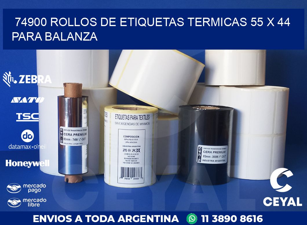 74900 ROLLOS DE ETIQUETAS TERMICAS 55 X 44 PARA BALANZA