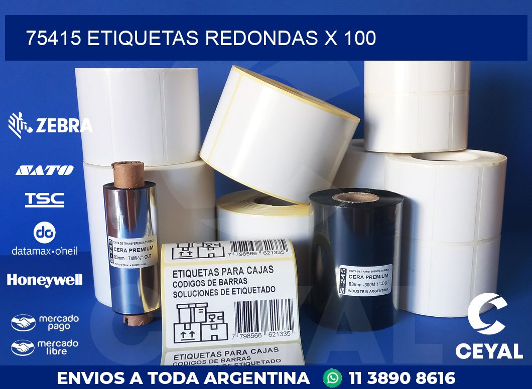 75415 ETIQUETAS REDONDAS X 100