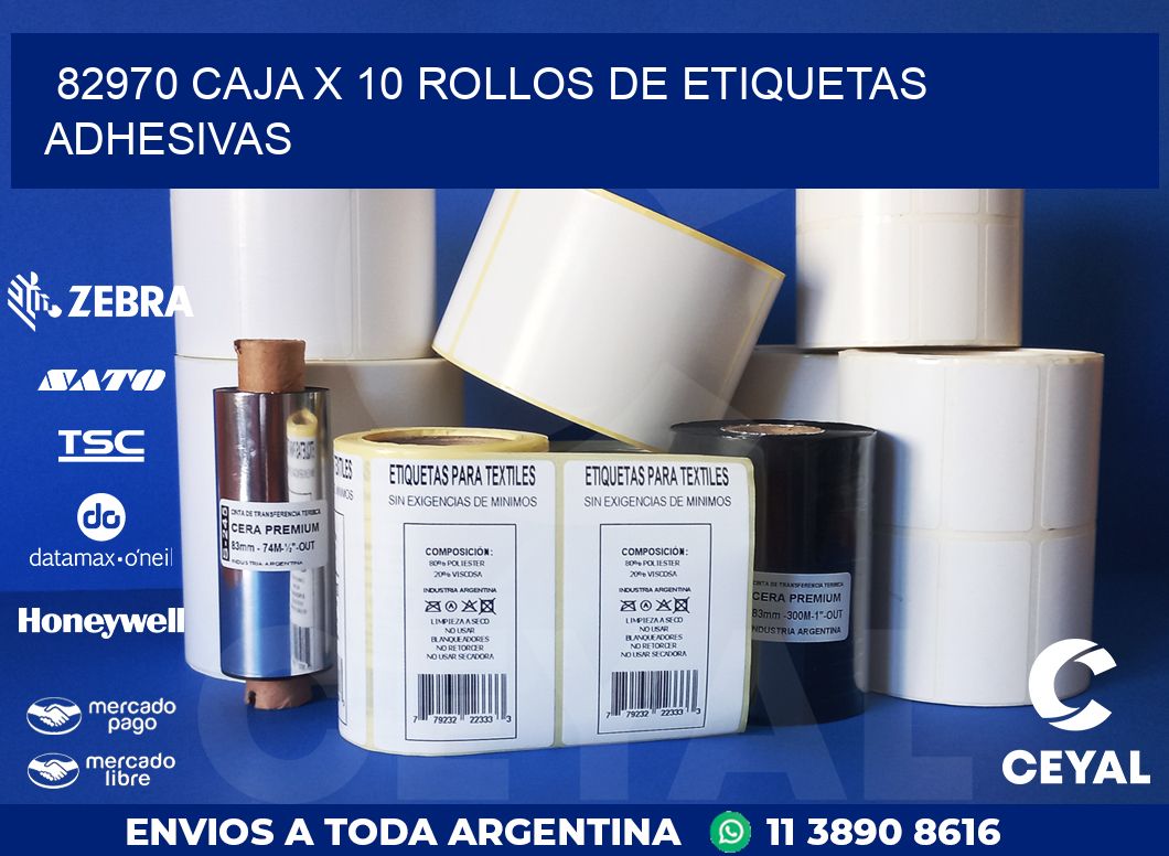 82970 CAJA X 10 ROLLOS DE ETIQUETAS ADHESIVAS