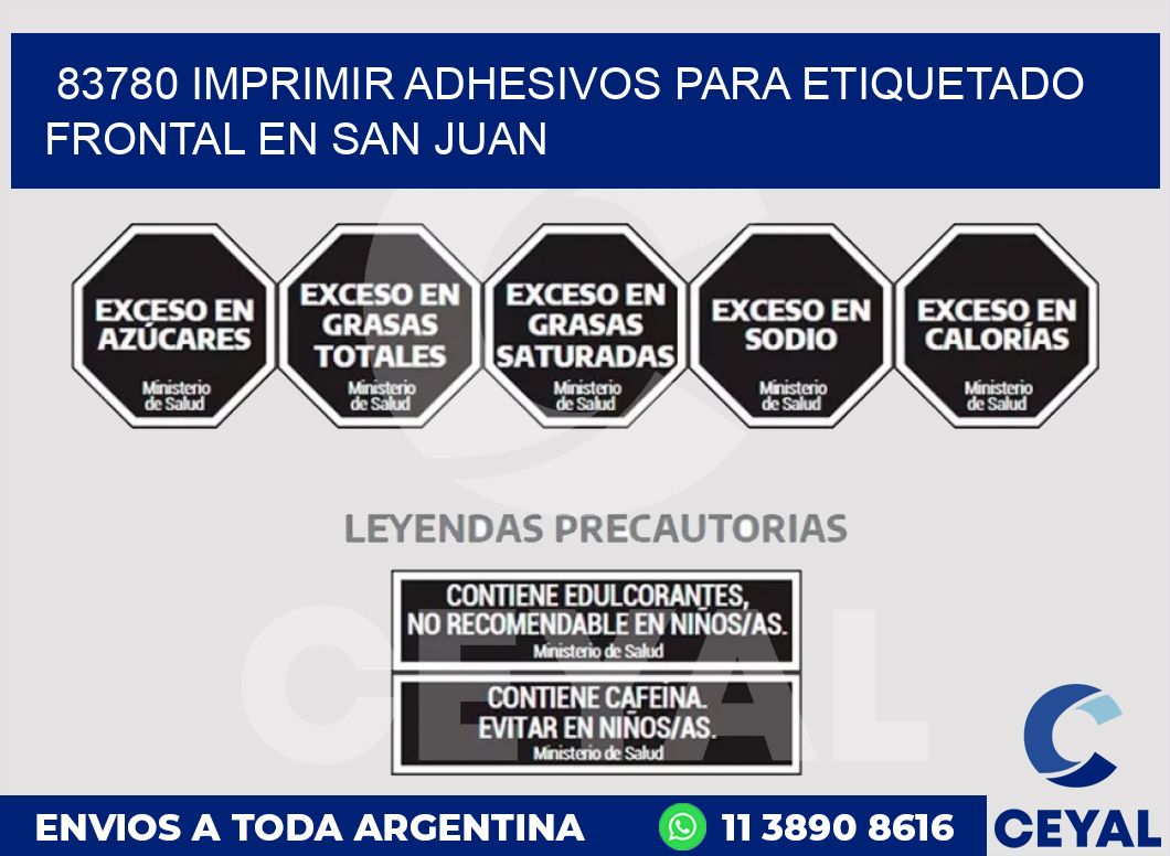 83780 IMPRIMIR ADHESIVOS PARA ETIQUETADO FRONTAL EN SAN JUAN