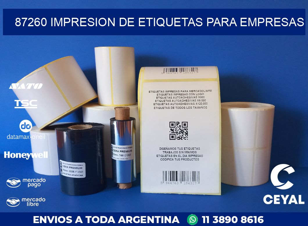 87260 IMPRESION DE ETIQUETAS PARA EMPRESAS