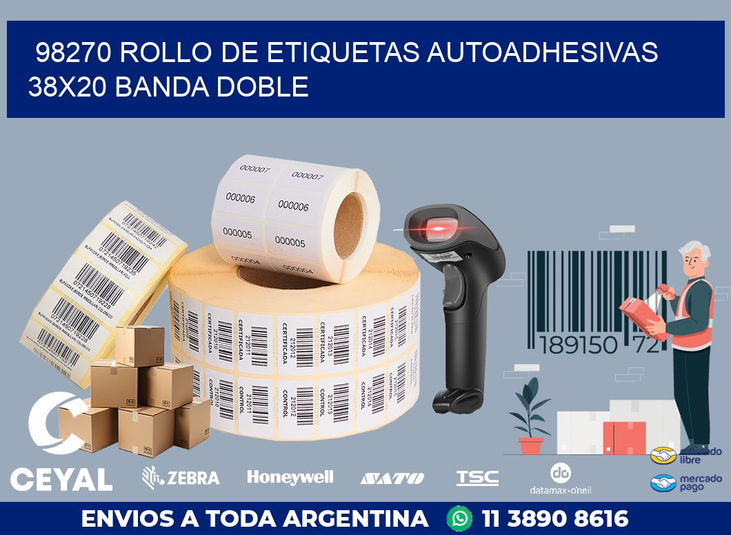 98270 ROLLO DE ETIQUETAS AUTOADHESIVAS 38X20 BANDA DOBLE