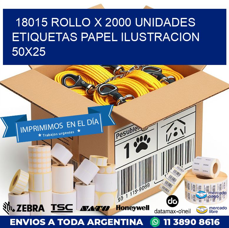 18015 ROLLO X 2000 UNIDADES ETIQUETAS PAPEL ILUSTRACION 50X25