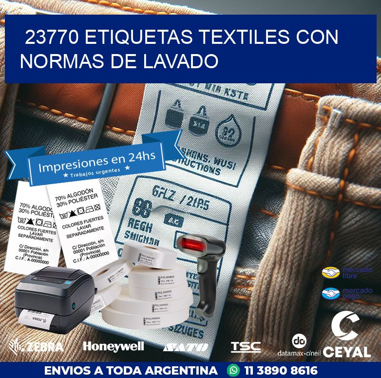 23770 ETIQUETAS TEXTILES CON NORMAS DE LAVADO