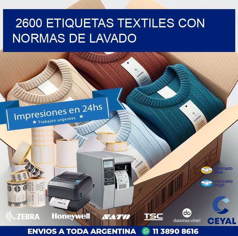 2600 ETIQUETAS TEXTILES CON NORMAS DE LAVADO