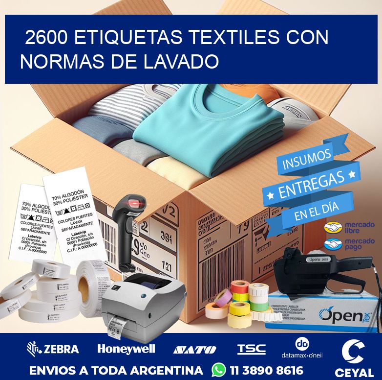 2600 ETIQUETAS TEXTILES CON NORMAS DE LAVADO