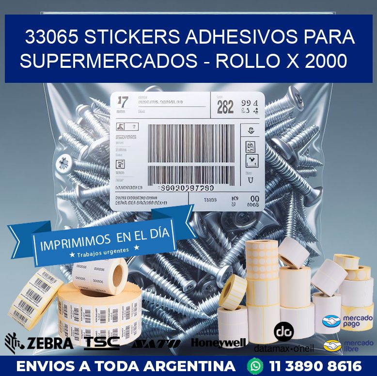 33065 STICKERS ADHESIVOS PARA SUPERMERCADOS - ROLLO X 2000