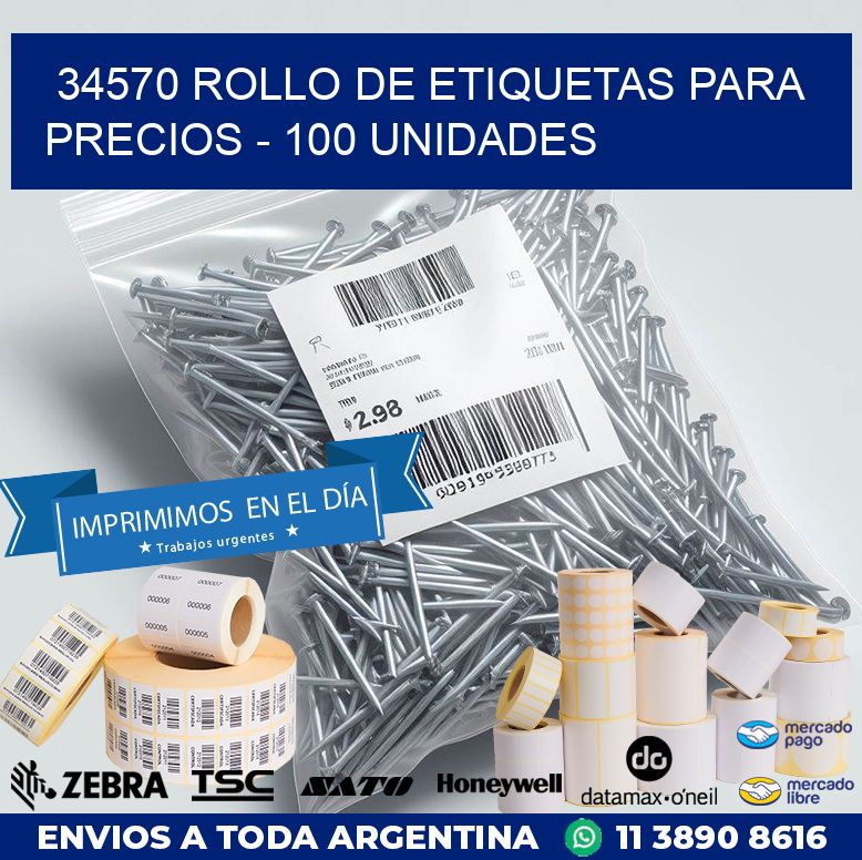 34570 ROLLO DE ETIQUETAS PARA PRECIOS – 100 UNIDADES