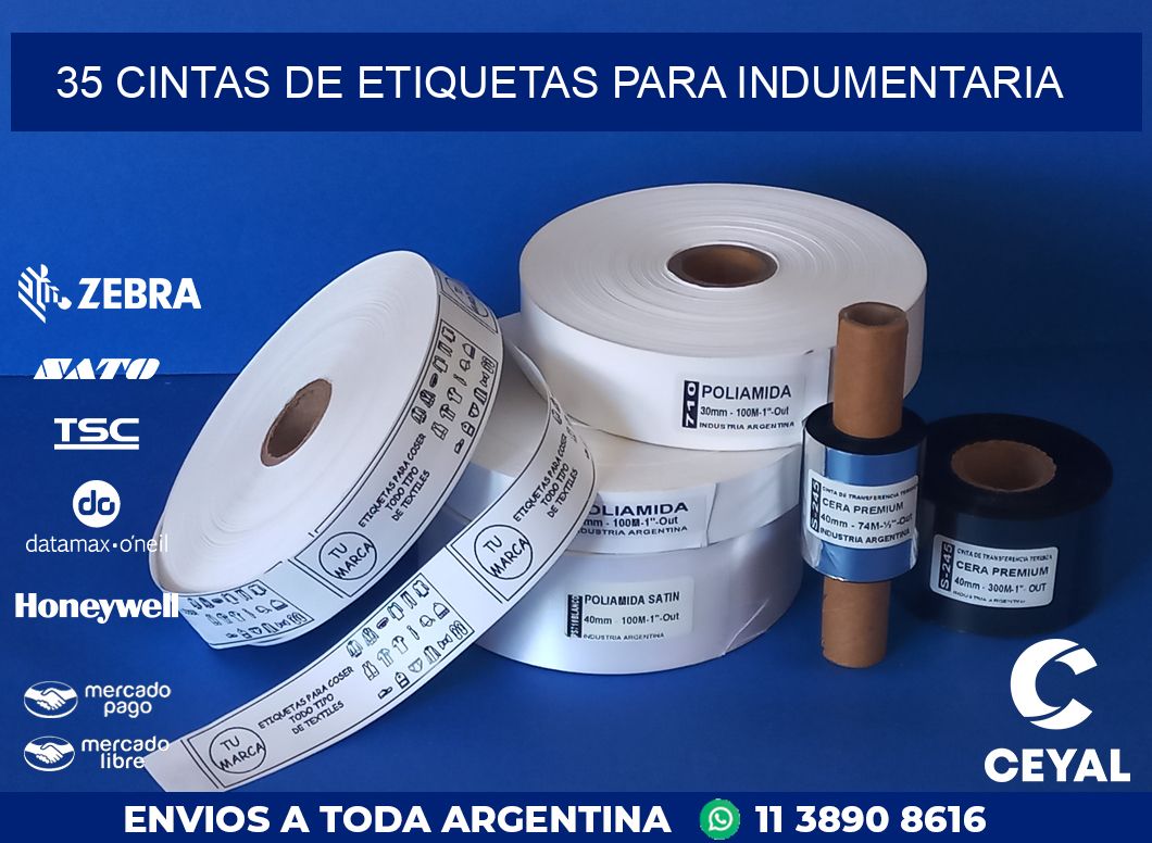 35 CINTAS DE ETIQUETAS PARA INDUMENTARIA