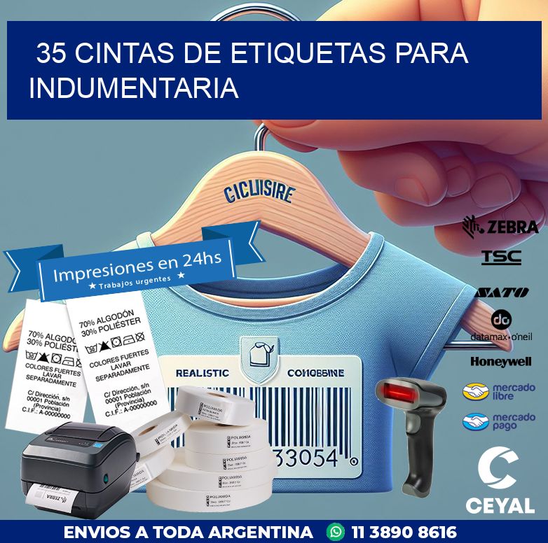 35 CINTAS DE ETIQUETAS PARA INDUMENTARIA