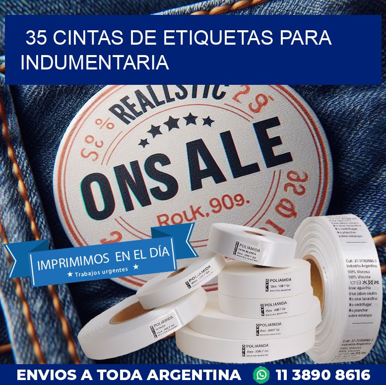 35 CINTAS DE ETIQUETAS PARA INDUMENTARIA