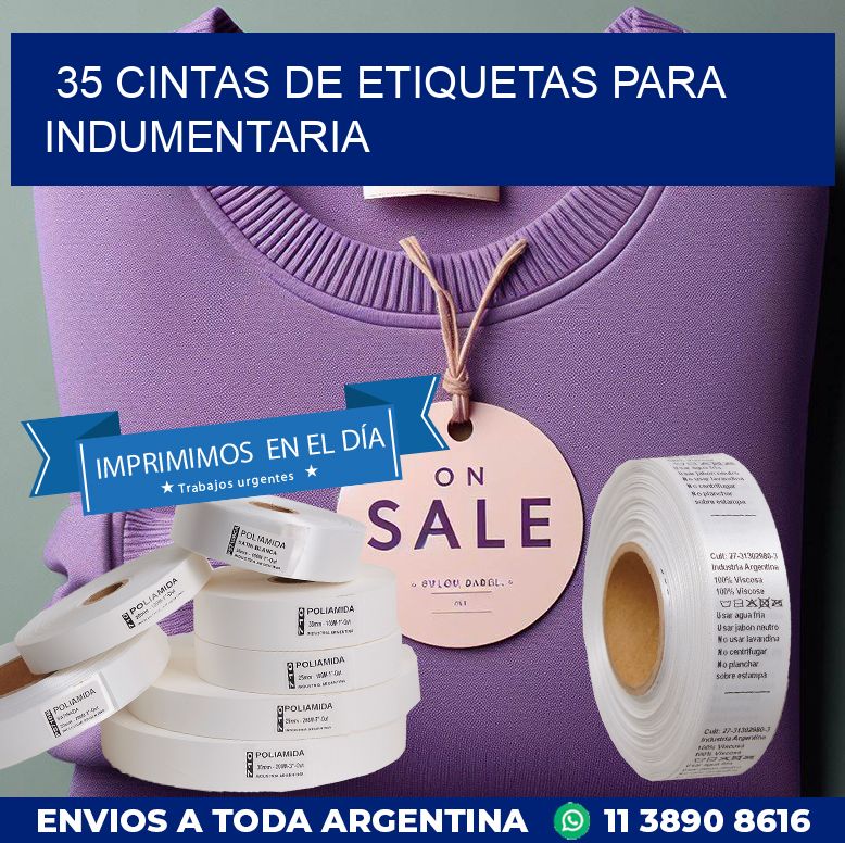 35 CINTAS DE ETIQUETAS PARA INDUMENTARIA