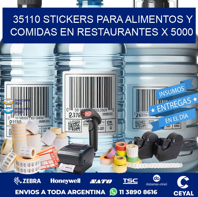 35110 STICKERS PARA ALIMENTOS Y COMIDAS EN RESTAURANTES X 5000