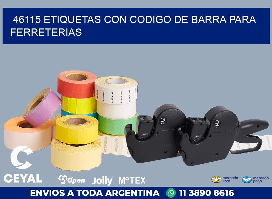 46115 ETIQUETAS CON CODIGO DE BARRA PARA FERRETERIAS