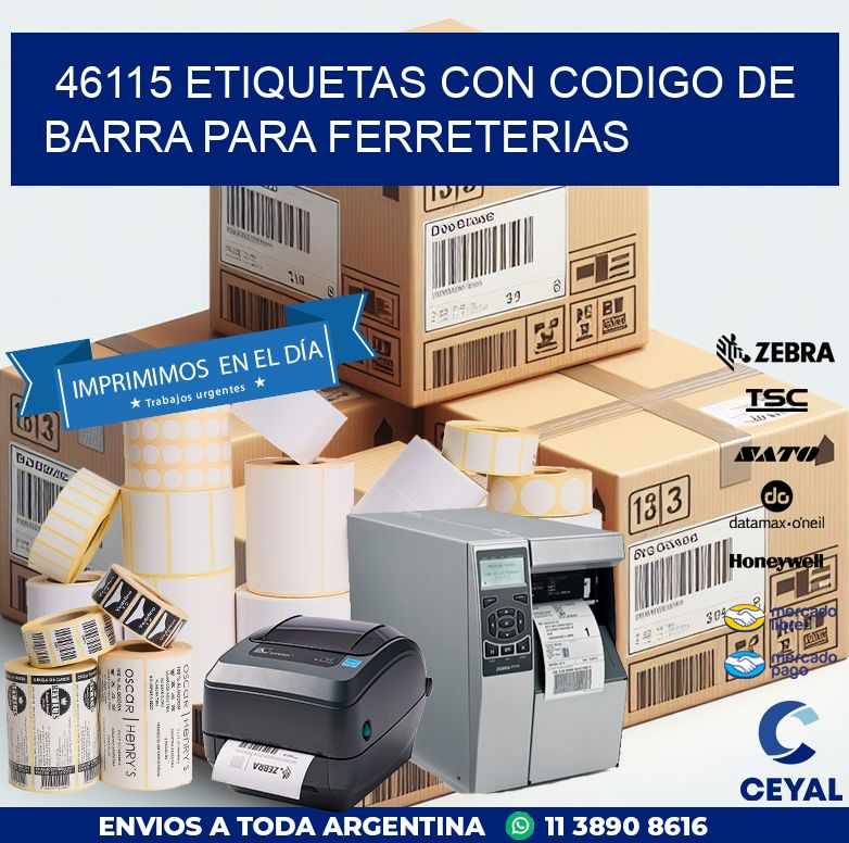 46115 ETIQUETAS CON CODIGO DE BARRA PARA FERRETERIAS