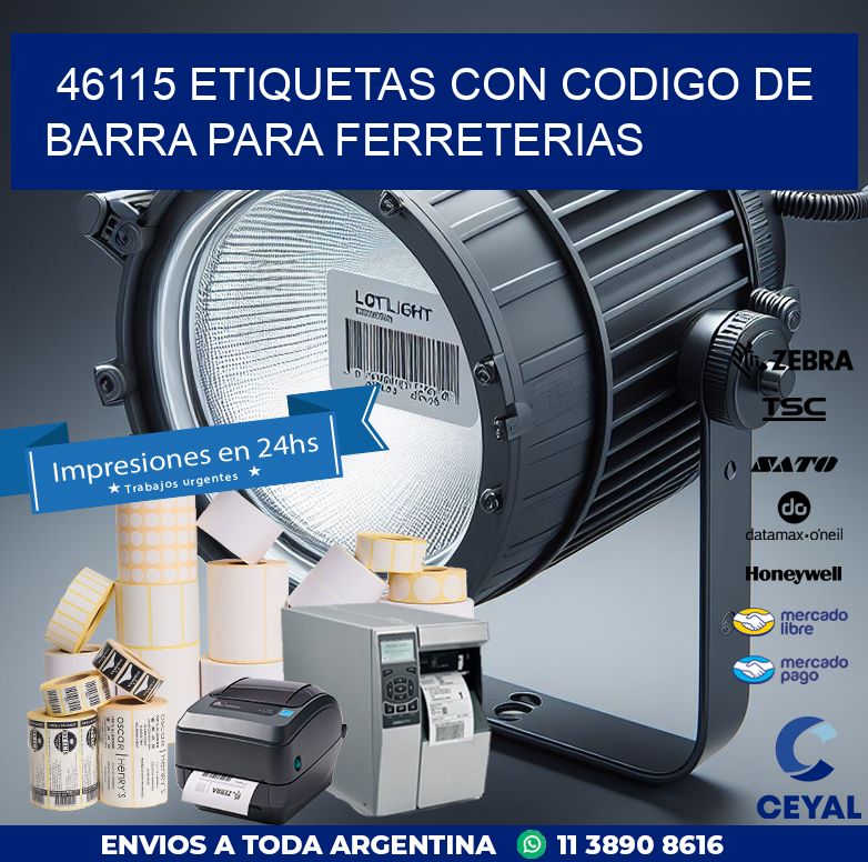 46115 ETIQUETAS CON CODIGO DE BARRA PARA FERRETERIAS